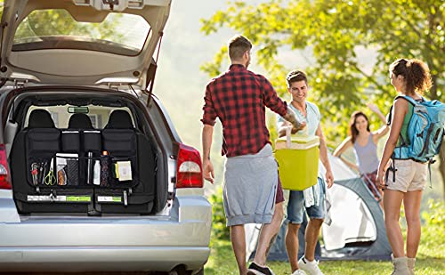 Image of Car Back Seat Organizer with Multiple Pockets for Travel | Waterproof Multipurpose Trunk & Boot Storage Organizer for Mobile, Bottle, Tissue & Kids Accessories | Universal Fit | 80 x 48 cm