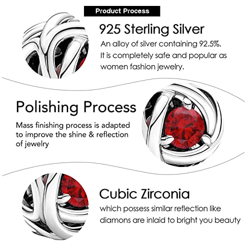Image of VALGACLS Birthstone Charms 925 Sterling Silver Birthstone Charms