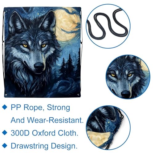 Sac à cordon étanche et pliable motif loup multicolore - 2