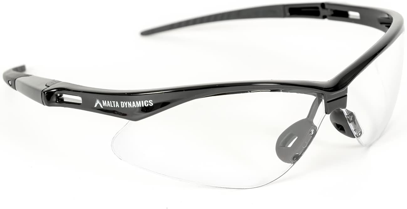 Malta Dynamics APEX Safety Glasses – Anti Scratch and Anti Fog Protection, Construction Safety Glasses for Men and Women, ISEA & ANSI Z87 Compliant (Clear, 12 Pairs)
