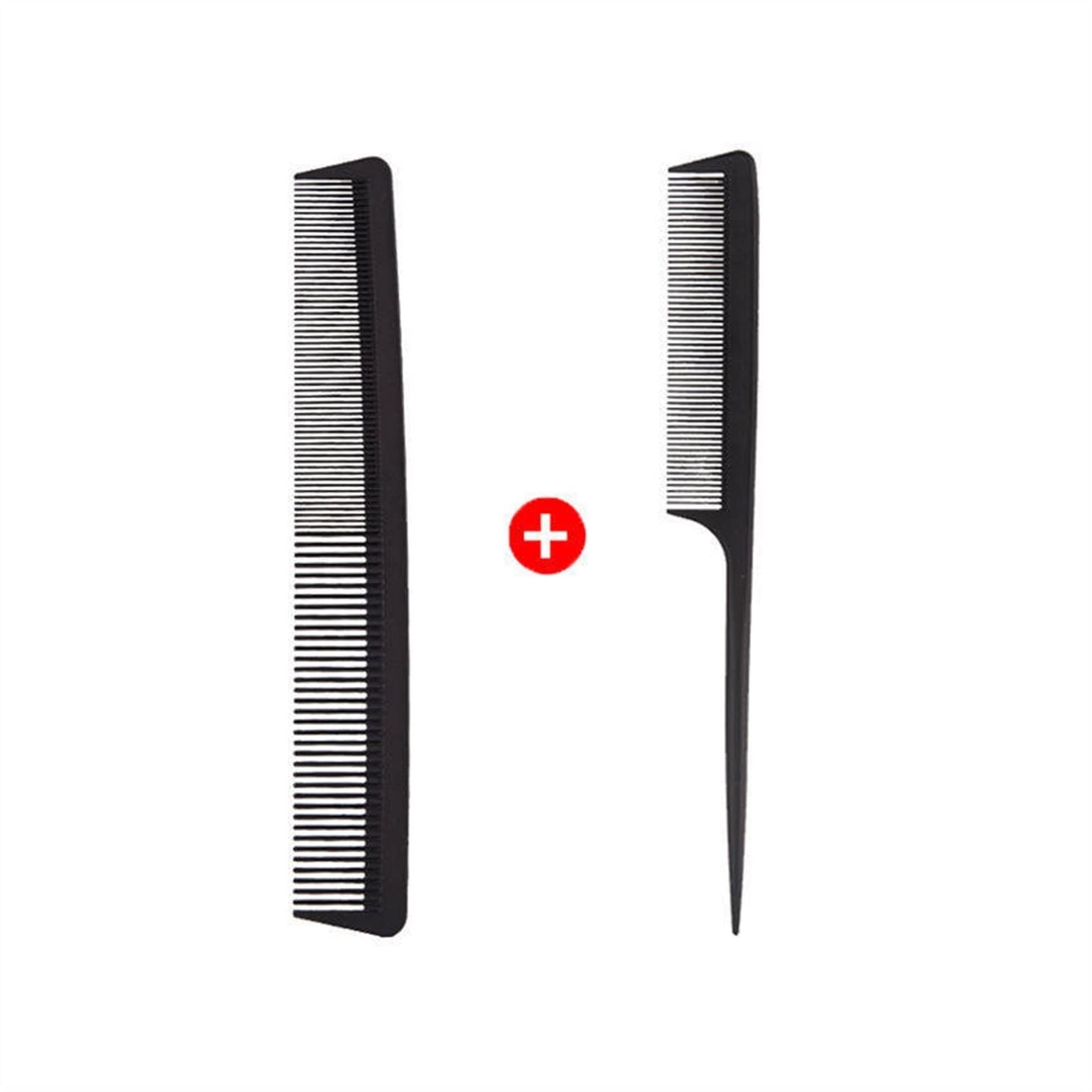 Kamm Haarpflege 2-teilig Haarstylingkamm Feinzahniges Haarkamm-Set, Stylingkamm für lockiges glattes langes kurzes Haar, Schwarze 6 Haarbürste