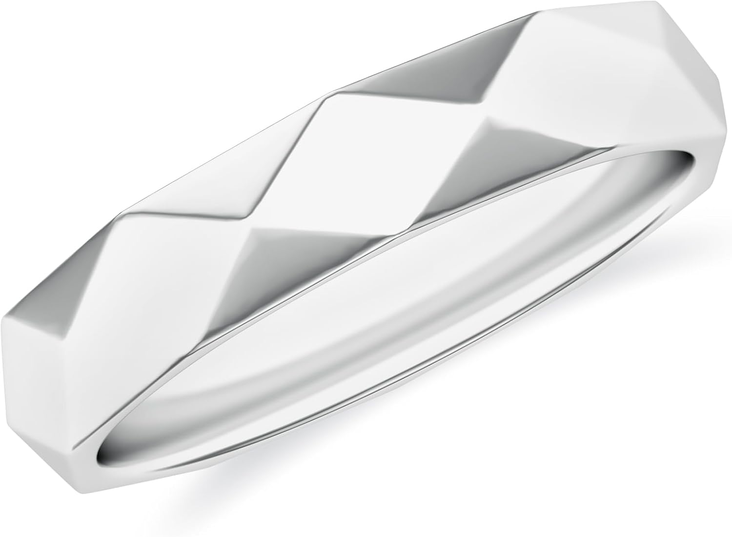 KICKY & PERKY 925 Sterling Silver Anxiety Rings for Women Men Multi-faceted Wedding Band Rings Rhombus Spinner Ring Comfort Fit for Engagement