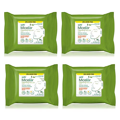 Epielle Micellar Makeup Remover Face Wipes Cleansing Wipes for all Skin Types 30 Sheets per Pack (4 Pack)