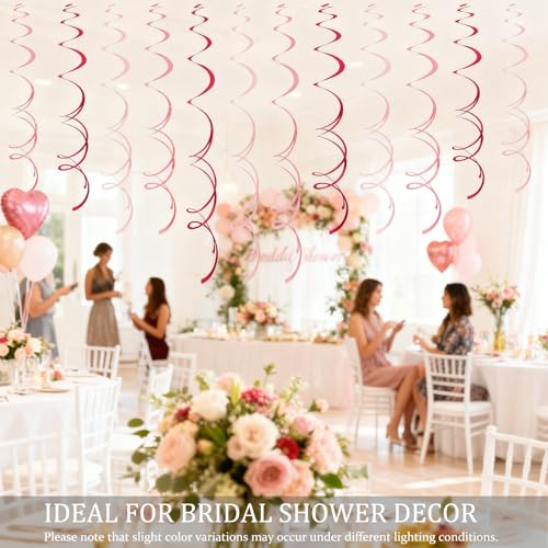 Image of 40Pcs Pink Hanging Swirls Party Decorations Plastic Spirals Streamers Foil Ceiling Decor for Pink-Themed Parties Birthday Baby Showers Valentine's Galentine's Day Bridal Showers