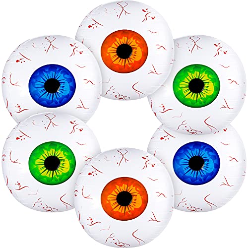 6 Pieces Halloween Inflatable Eyeball 16 Inch Halloween Eyeball Balloons