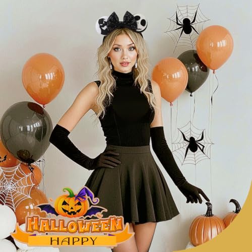 Image of DRESHOW Halloween Mouse Ears Headbands for Women Mouse Ear Headband with Bow Glitter Party Decoration Costume Hair Accessory for Women