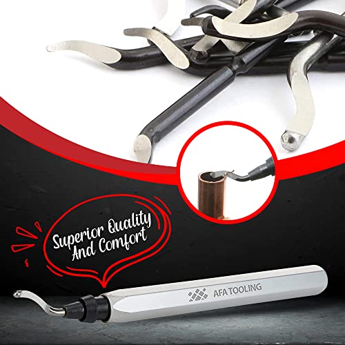 AFA Tooling - Deburring Tool with 16 High Speed Steel Swivel Blades - Works on Metal, Resin, PVC Pipes, Copper, Plastic and 3D Printed Edges - Plumbing & 3D Printing Burr Removal Reamer Tool - Thumbnail 5