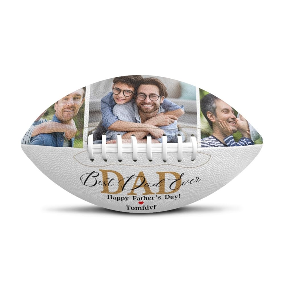 MYZQIFF Best Daddy Ever Personalized Football Father's Day Festival Gift for Dad, Custom Photo Picture Football Fathers Day Birthday Gift for Dad Papa