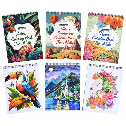 Livre de coloriage pour adultes Cosomia anti-stress 60 pages fleurs et paysages