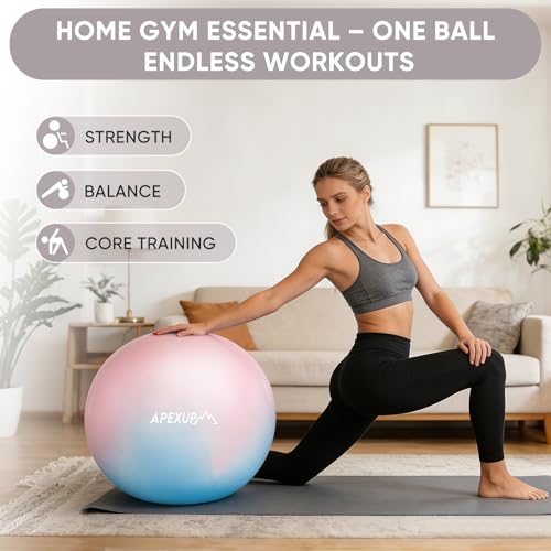 Image of APEXUP Yoga Ball, 660 lbs Anti-Burst Exercise Ball with Pump, 5 Sizes | Anti-Burst, Anti-Slip, SGS Certified, Strengthens Core, Improves Balance & Posture, Boosts Flexibility & Stability