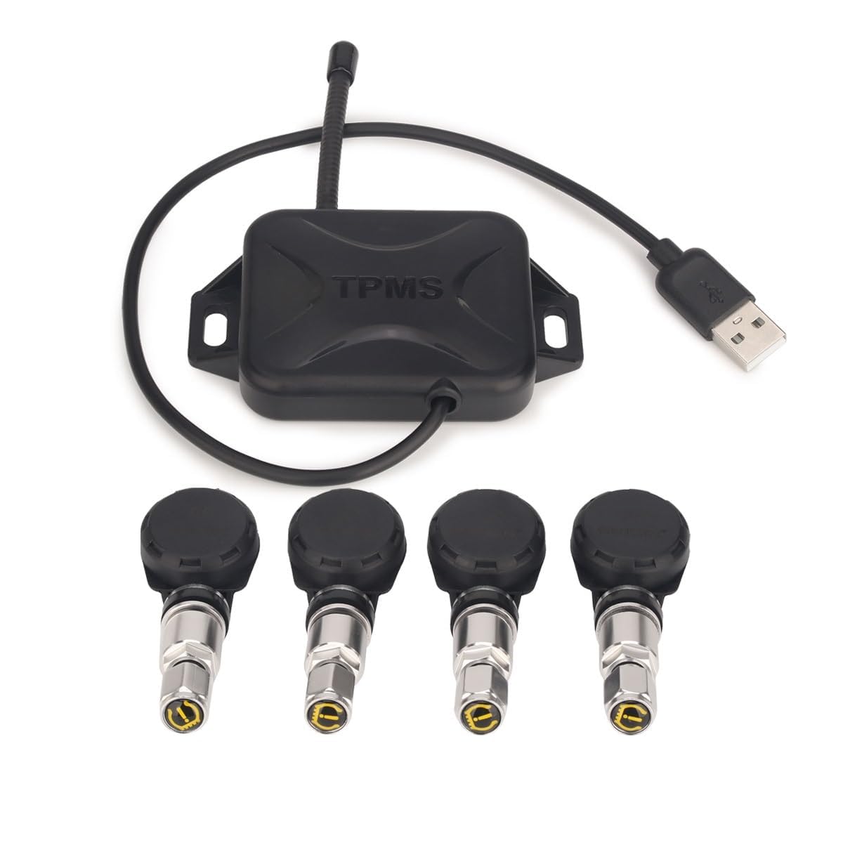 TPMS Moduły czujnik ciśnienia w oponach z 4 wewnętrznymi czujnikami, wyświetlaczem, monitorowanie ciśnienia w oponach, USB, uniwersalny do radia samochodowego z systemem Android 8.1+ ES342