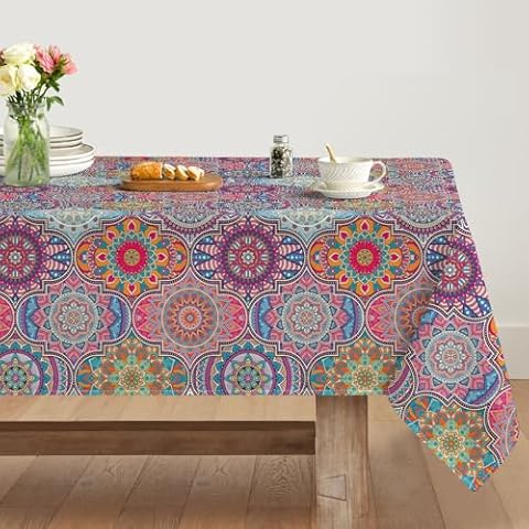 Artoid Mode Purple Boho Vintage Table Cloth Cover