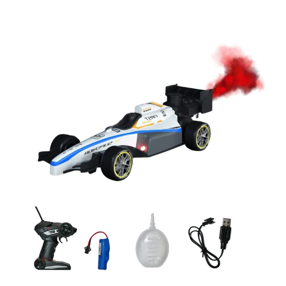 KITTER Formula Car With Remote Control | High Speed 15 Km/H With Light & Flame | Smoke Spray Function | Kids' Racing Car, Multicolor