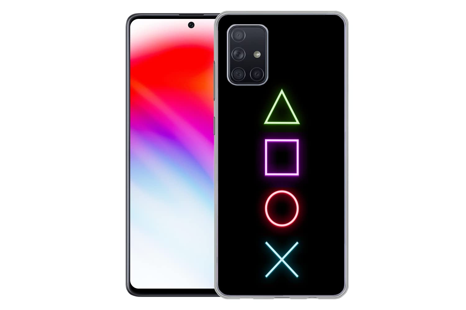 MuchoWow Funda para Samsung Galaxy A51 - Gaming - Neón - Consola - Negro - Mando - Gaming - Funda de Silicona/Funda Blanda para teléfono móvil