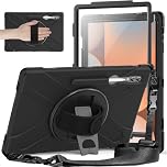 Gerutek Case for Samsung Galaxy Tab S10 Ultra /S9 Ultra/S8 Ultra 14.6 inch with Screen protector, Shockproof Rugged with 360° Hand Strap/stand,Shoulder Strap Case for Samsung Tab S10 Ultra,Black