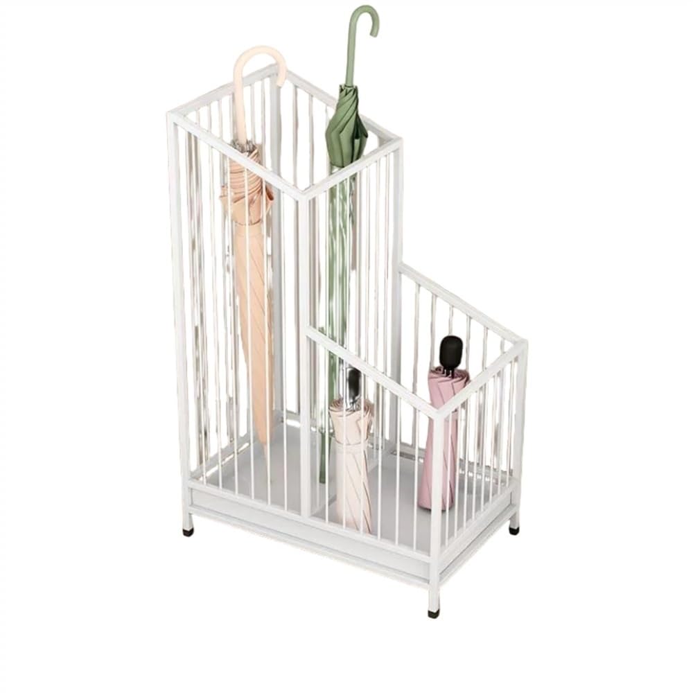 Porte-parapluies avec bac amovible blanc pour protéger vos parquets de l'eau