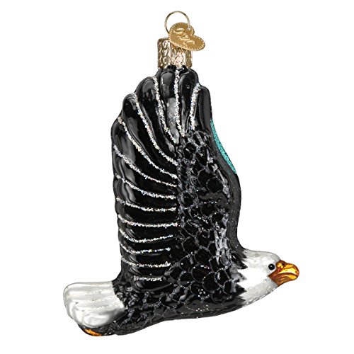 Old World Christmas Bird Watcher Collection Glass Blown Ornaments for Christmas Tree, Eagle in Flight
