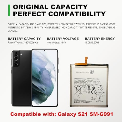 Image of GREEN FUSION for Galaxy S21 5G SM-G991 Series Cellphone Replacement Battery Kit EB-BG991ABY, Includes Repair Tools
