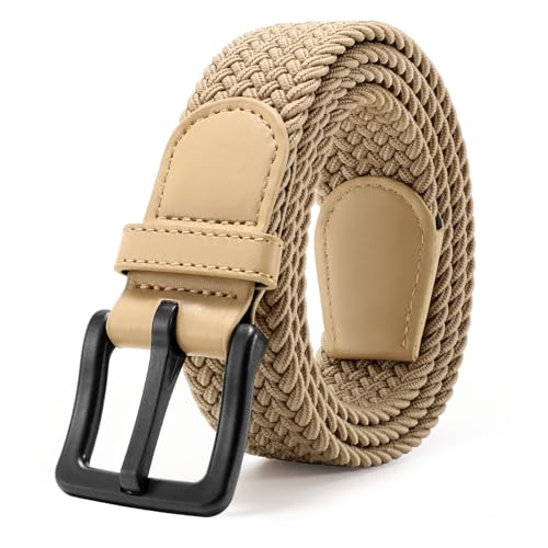 Image of JASGOOD Elastic Braided Belt Men Stretch Golf Woven Casual Jeans Pants Canvas Fabric Tsa Approved Metal Free Belt