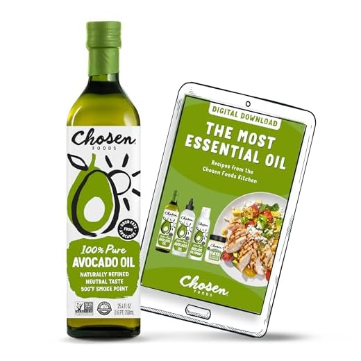 Chosen Foods 100% Pure Avocado Oil, Keto and Paleo Diet Friendly, Kosher Oil for Baking, High-Heat Cooking, Frying, Homemade Sauces, Dressings and Marinades 25.4 fl oz + Recipe Book Bundle
