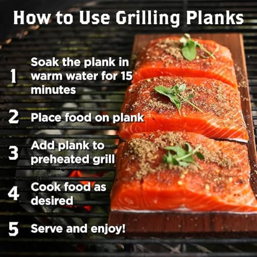 Extra-Wide 24-Pack Western Red Cedar Planks - 7\" x 11\" for Grilling Salmon - 100% Natural & USA-Made - Easy to Use - Adds Smooth, Mellow Smokiness to Salmon, Seafood, Chicken, Pork, Vegetables & More - Thumbnail 3