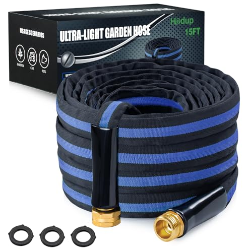 HODUP 15FT Kink-Free Garden Hose with Brass Fittings