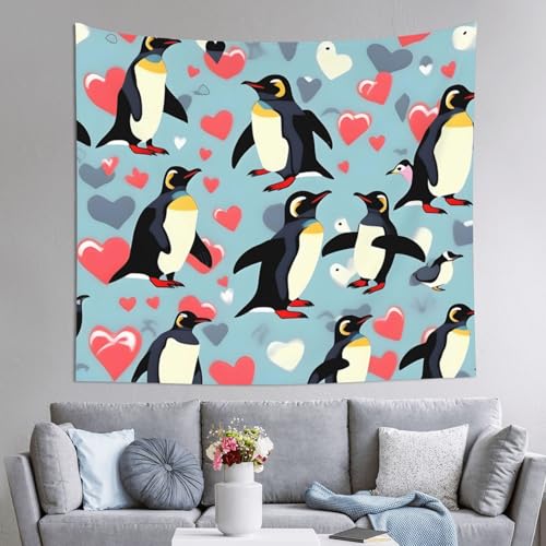 Tapiz de pingüinos de 152x130 cm para dar un toque alegre a tu dormitorio o salón