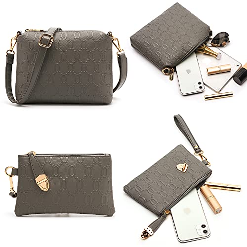 Image of Women's Fashion Handbag Tote Bag Shoulder Top Handle Satchel Purse Set 4pcs | Stylish Style,Chain Texture Design,Ample Space,Bear Doll Decoration,with a Crossbody Strap