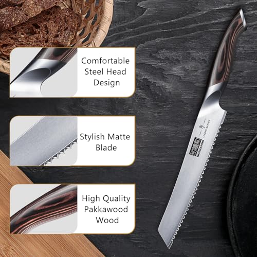 HOSHANHO Bread Knife 8 inch, Japanese High Carbon Stainless Steel Serrated Bread Knife, Professional Bread Cutting Knives for Homemade Bread - Image 5