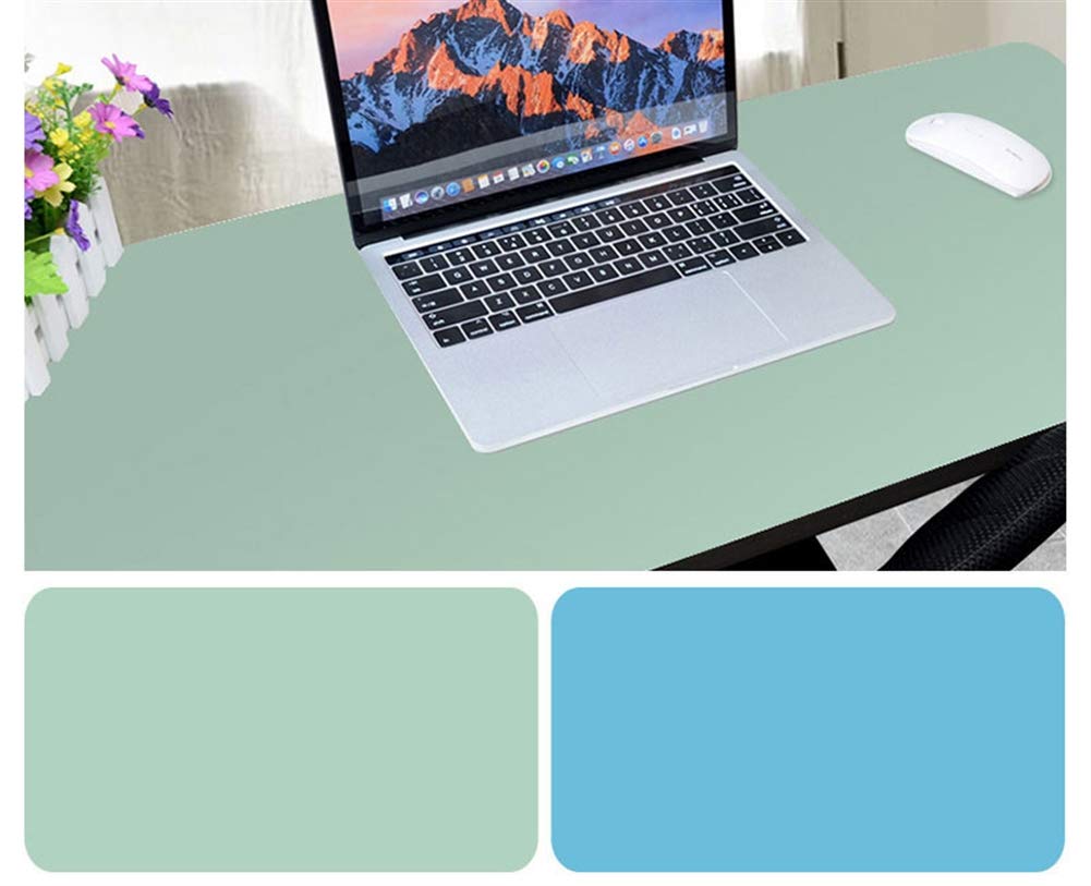 Insun Large Desk Pad Mouse Pad Non-Slip PU Leather Desk Mouse Pad Waterproof Dual Side Use Desk Gaming Writing Mat Light Green Acid Blue 90x30cm