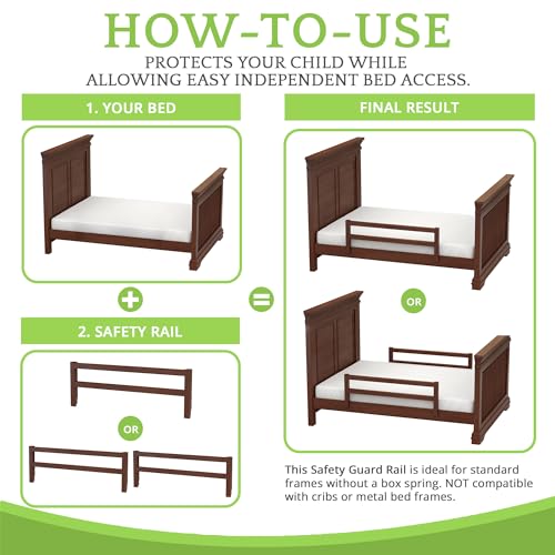 Image of Safety Guard Rail for Baby, Kids, and Children - Solid Wood Safety Bed Rail for Toddlers - Easy Installation - Premium Protection for Bunk, Twin, Full, Queen and King Size Beds - (Chocolate Mist)