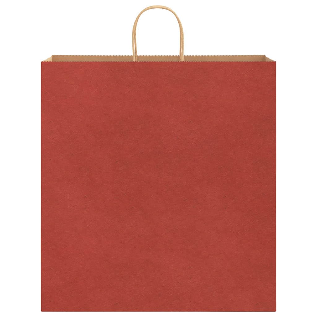 Bolsas de papel con asas de cuerda de papel, color rojo, 45 x 17 x 48 cm, 250 unidades, papel de estraza para regalo, fiesta, celebración, cumpleaños, boda, Navidad, Pascua, bautizo
