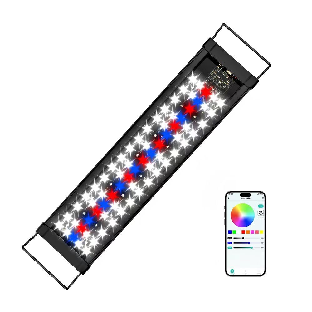 OYO WATER Smart LED Aquarium Light with App Control, Full Spectrum RGB, Bluetooth Enabled, Programmable Timer, Black, for Fish Tanks (WCL20-24B)
