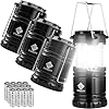 Etekcity Camping Lanterns for Power Outages 4 Pack, Flashlight for Camping Essentials, Emergency Led Battery Operated Lights, Survival Kit and Gear for Hurricane, Black