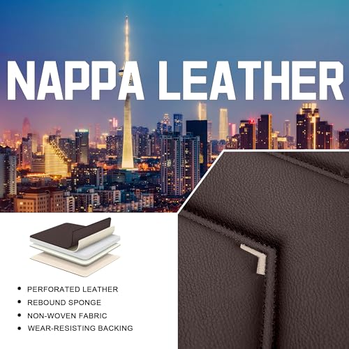 Image of CTDS Car Seat Covers for VW Tiguan 2009-2026, Stylish Sport Seat Cover, Premium Nappa Leather Car Seat Cover. Automobile Seat Covers Sets.(Standard 2 Seats /Coffee Color)