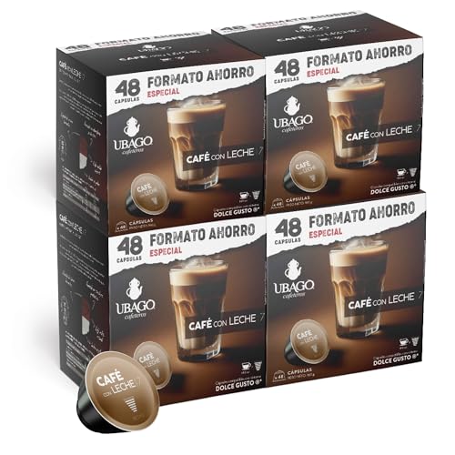 Ubago Café en cápsulas Café con Leche, compatible con capsulas Dolce Gusto, intensidad 7/8, oferta de 192 unidades