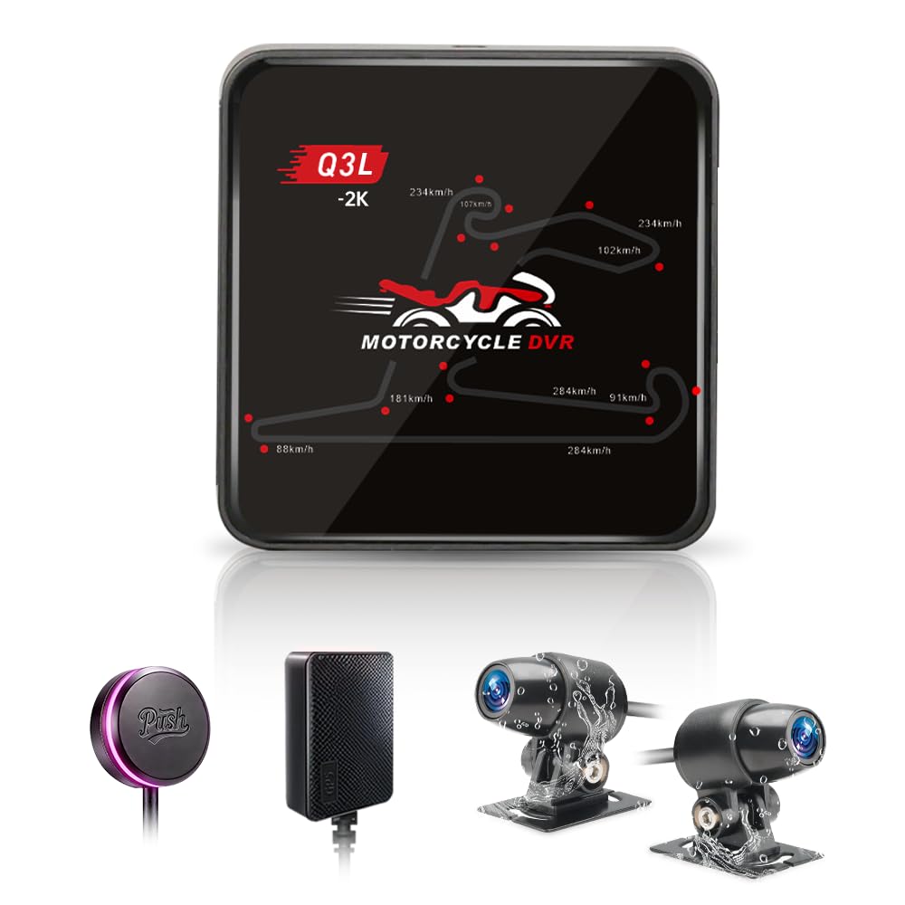 VSYSTO Dual 2K Motorcycle Dash Camera, 5G WiFi High Speed Video Download, Parking Monitoring, Starlight Night Vision Front and Rear Cameras, GPS, LED Light Wired Controller-picture-31