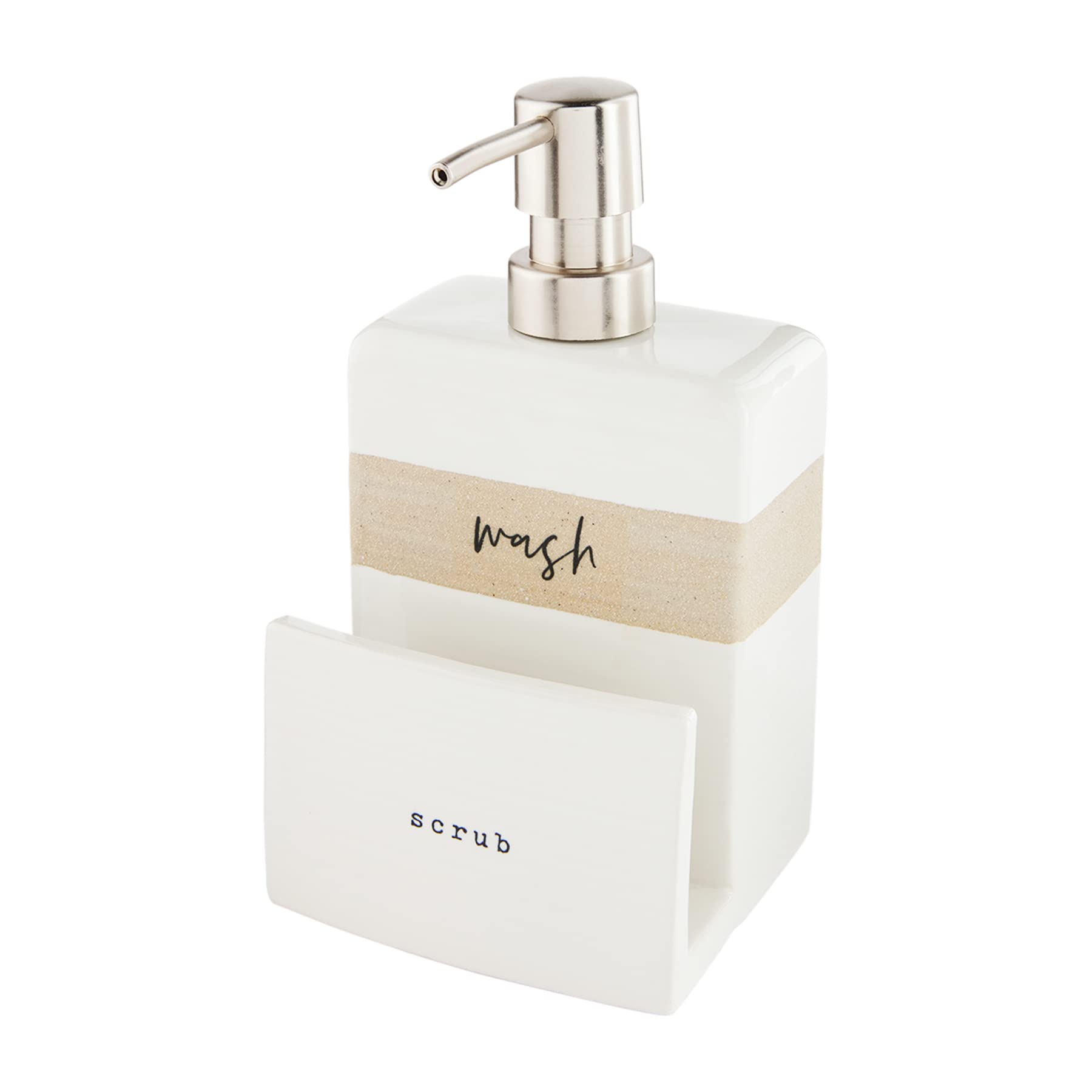 Mud Pie Stoneware Soap Sponge Holder, White/Cream, 7" x 4"