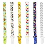 【Diseño Atractivo】Las correas chupetes con impresión a doble cara están disponibles en 6 patrones diferentes y adorables, que atraen fácilmente la atención del bebé. Un regalo perfecto para baby showers, cumpleaños o Navidad.