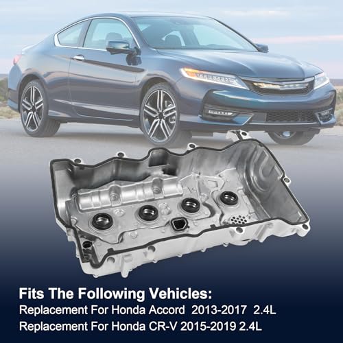 Image of Upgraded Aluminum Engine Valve Cover with Gasket Replacement for Honda CR-V 2015 2016 2017 2018 2019 Accord 2013 2014 2015 2016 2017 2.4L Replace 12310-RDF-A01 12310RDFA01 123105-A2A-01 123105A2A01