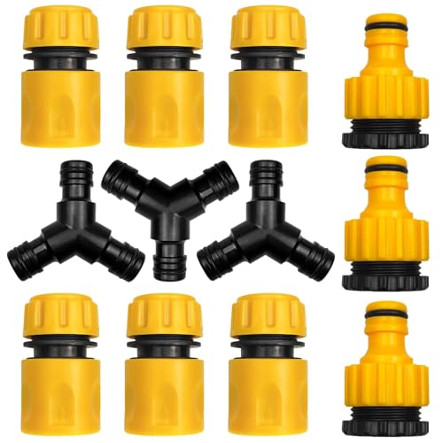de Conectores de Manguera de Jardín, 6 Conectores rápidos, 3 Conectores de Manguera de Doble Conector, 3 Conectores de Grifo para grifos con Rosca