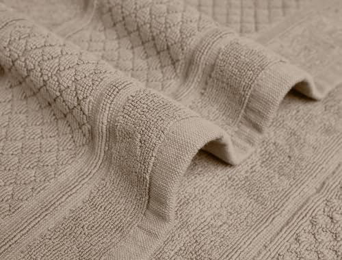 Avalon Towels Beige Bath Mat - 100% Cotton Set of 2 Absorbent Bathmat - Bathroom Mats Quick Dry Bath Mats for Bathrooms (22x34 Inches)