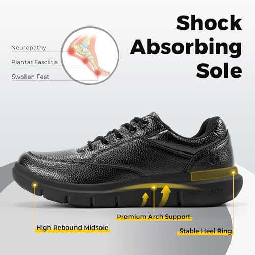 FitVille Men Wide Walking Shoes Casual Comfortable Dress Shoes Lightweight Arch Support Oxford Shoes Non-Slip Vegan Leather Business Sneakers3