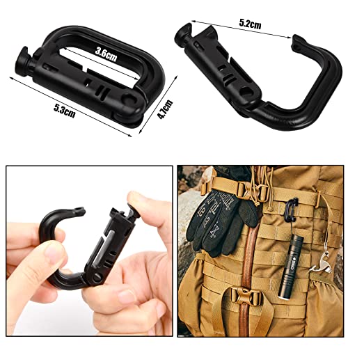 Jinlaili 19 Stk Molle Zubehör, Molle Strap Attachments, Taktisch Tasch Clip Strap Set, D-Ring Karabiner Grimloc Locking… - Image 4