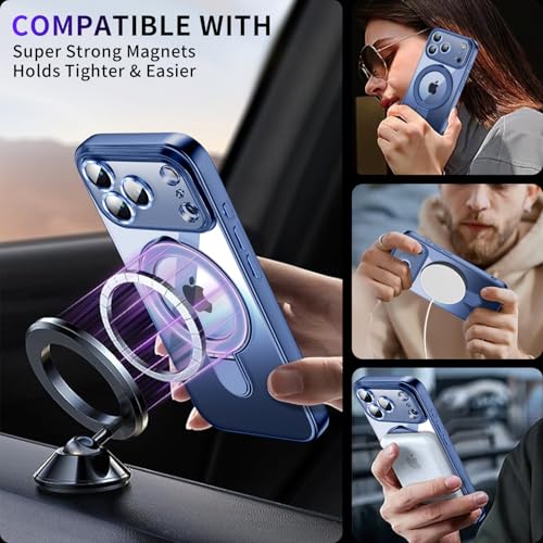 Image of Magnetic for iPhone 17 Pro Max Case with Invisible Stand[Compatible with MagSafe][Full Camera Lens Protector][Military Drop Protection] Shockproof Not Yellowing Clear Slim Soft for Women Men