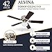 Prominence Home Alvina, 42 Inch Traditional Flush Mount Indoor LED Ceiling Fan with Light, Pull Chain, Dual Finish Blades, Reversible Motor - 80029-01 (Brushed Nickel)