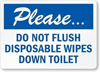 Bathroom Hygiene Do Not Flush Disposable Wipes Alert Sign Metal Sign 12X16 Inches
