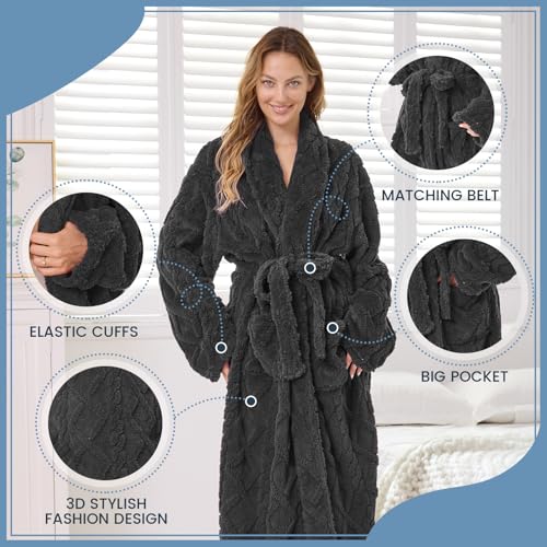 MIZZEO Microfiber Robes for Women, Cozy Soft Warm Plush Women Robe Plush Long Bathrobe4