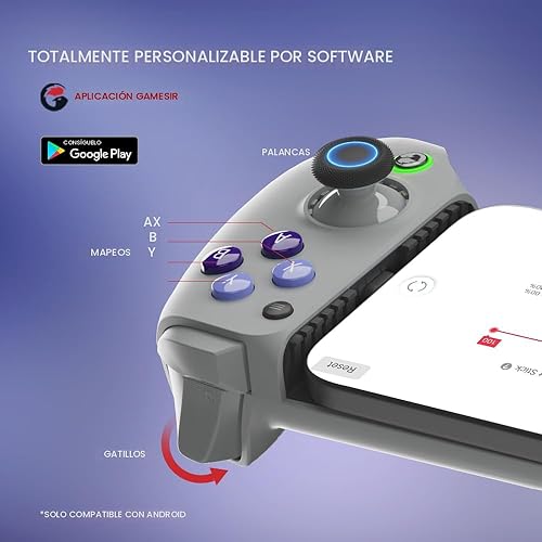 Miniatura 8 de GameSir G8 Galileo - Controlador móvil tipo C para Android y iPhone 15 Series (USB-C), Gamepad Plug and Play con joysticks efecto Hall/disparador