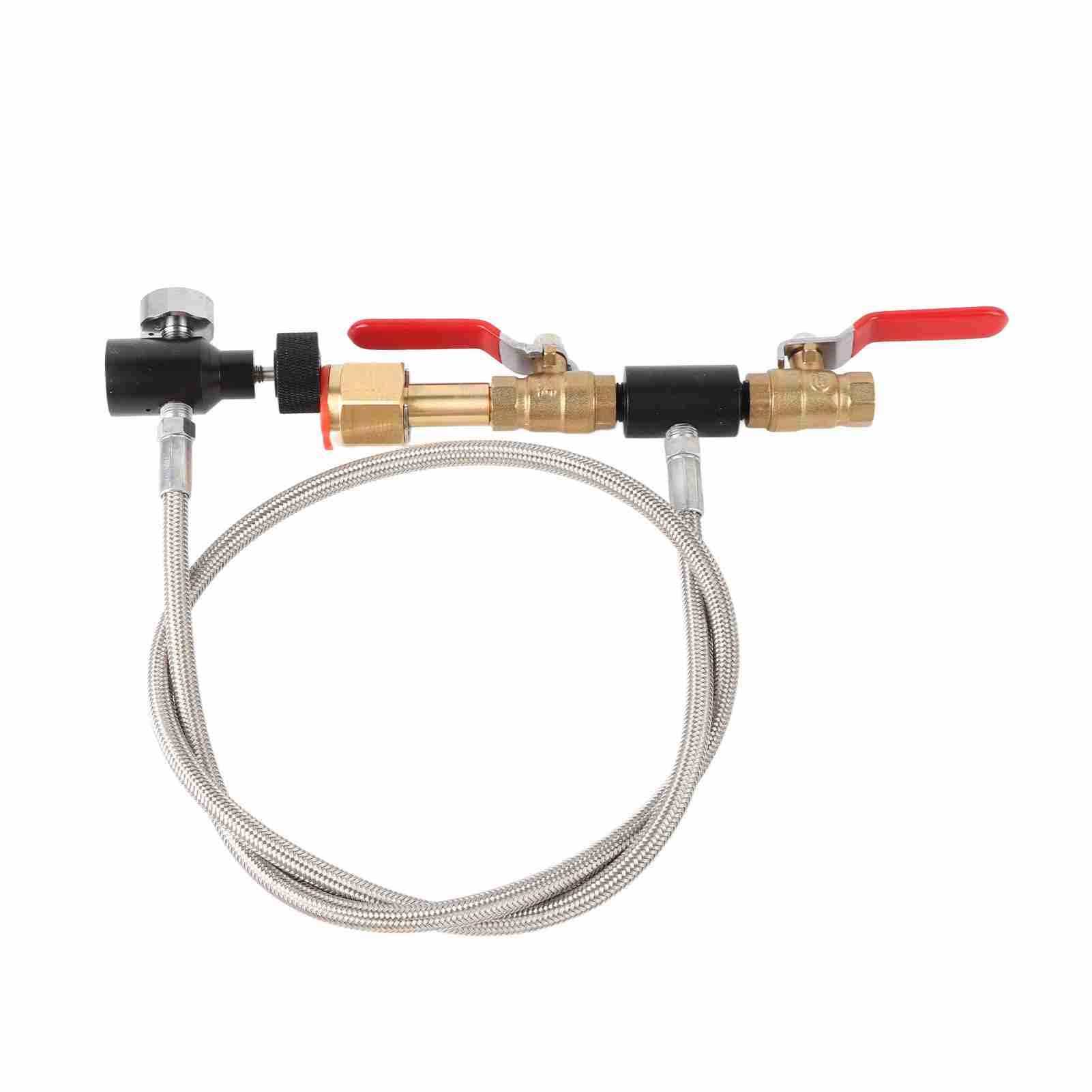 Adattatore di Ricarica CO2 Con Tubo, Realizzato in Materiale di Alta qualità, Robusto da Usare, Con 2 Valvole di Accensione/spegnimento, Adatto per Serbatoi (36 pollici di lunghezza Con